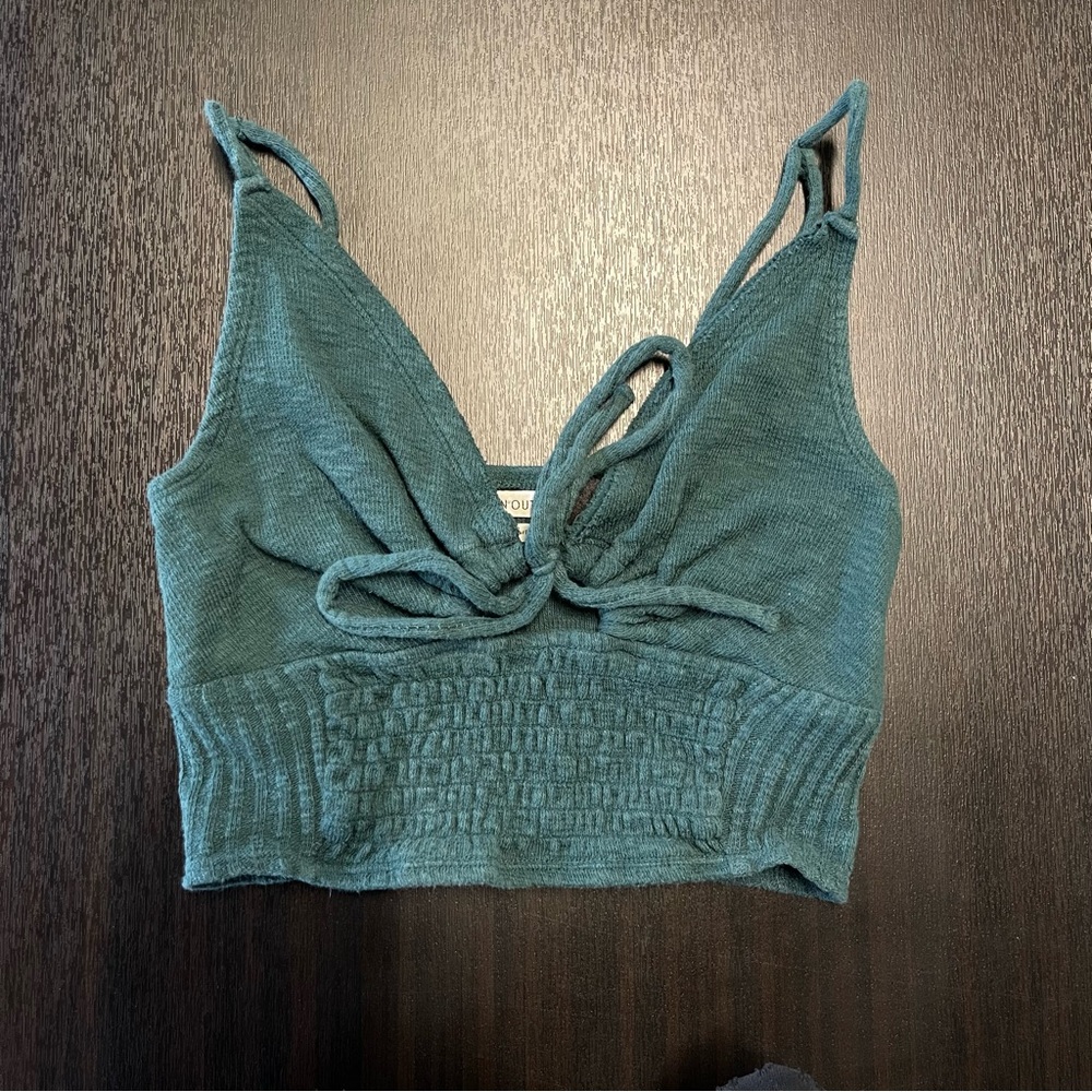 Urban Outfitters Green Tie Keyhole Tank